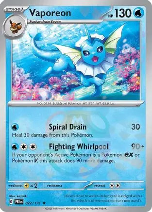 Vaporeon (Master Ball Pattern) 022  - Holofoil SV Prismatic Evolutions - Rare SV: Prismatic Evolutions Pokemon Single  Squirtle Squad Card Shop.