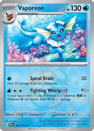 Vaporeon (Master Ball Pattern) 022  - Holofoil SV Prismatic Evolutions - Rare SV: Prismatic Evolutions Pokemon Single  Squirtle Squad Card Shop.