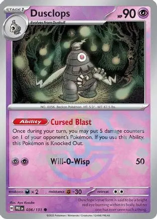 Dusclops (Master Ball Pattern) 036  - Holofoil SV Prismatic Evolutions - Common