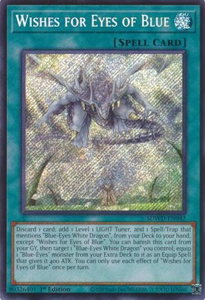 Wishes for Eyes of Blue (Secret Rare) (SDWD-EN042) - Structure Deck: Blue-Eyes White Destiny 1st Edition Structure Deck: Blue-Eyes White Destiny Yugioh Single  Squirtle Squad Card Shop.