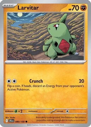 Larvitar 080  - Reverse Holofoil SV09 Journey Together - Common SV09: Journey Together Pokemon Single  Squirtle Squad Card Shop.