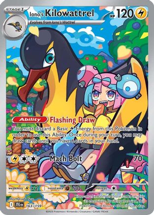 Iono's Kilowattrel 163/159  - Holofoil SV09 Journey Together - Illustration Rare SV09: Journey Together Pokemon Single  Squirtle Squad Card Shop.