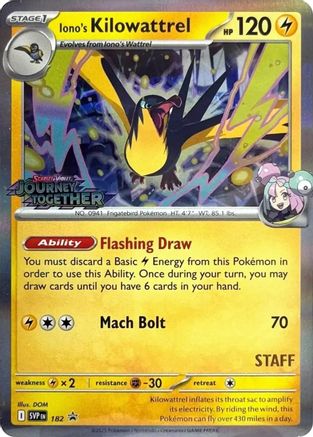 Iono's Kilowattrel (Prerelease) [Staff] 182  - Holofoil SV Scarlet & Violet Promo Cards - Promo SV: Scarlet & Violet Promo Cards Pokemon Single  Squirtle Squad Card Shop.