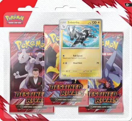Destined Rivals 3 Pack Blister [Zebstrika] SV10: Destined Rivals Pokemon Sealed  Squirtle Squad Card Shop.