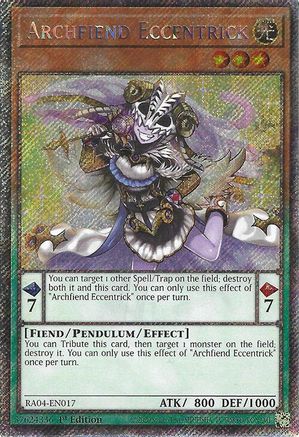 Archfiend Eccentrick (Platinum Secret Rare) (RA04-EN017) - Quarter Century Stampede 1st Edition Quarter Century Stampede Yugioh Single  Squirtle Squad Card Shop.