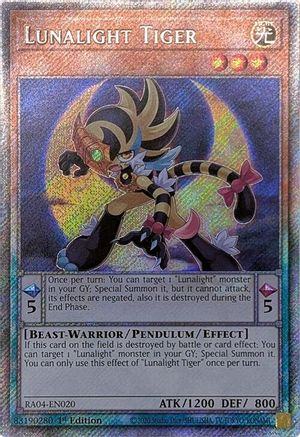 Lunalight Tiger (Platinum Secret Rare) (RA04-EN020) - Quarter Century Stampede 1st Edition Quarter Century Stampede Yugioh Single  Squirtle Squad Card Shop.