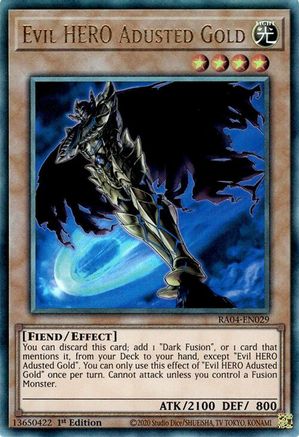 Evil HERO Adusted Gold (PUR) (RA04-EN029) - Quarter Century Stampede 1st Edition Quarter Century Stampede Yugioh Single  Squirtle Squad Card Shop.