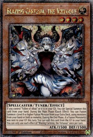 Blazing Cartesia, the Virtuous (New Art) (Quarter Century Secret Rare) (RA04-EN041) - Quarter Century Stampede 1st Edition Quarter Century Stampede Yugioh Single  Squirtle Squad Card Shop.