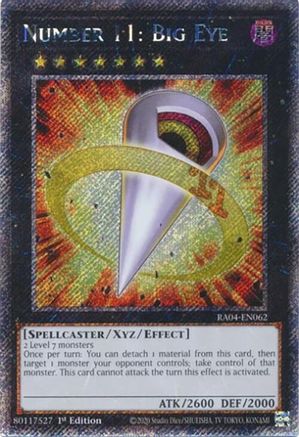 Number 11: Big Eye (Platinum Secret Rare) (RA04-EN062) - Quarter Century Stampede 1st Edition Quarter Century Stampede Yugioh Single  Squirtle Squad Card Shop.