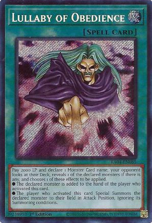 Lullaby of Obedience (Secret Rare) (RA04-EN085) - Quarter Century Stampede 1st Edition Quarter Century Stampede Yugioh Single  Squirtle Squad Card Shop.