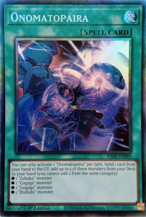 Onomatopaira (PCR) (RA04-EN089) - Quarter Century Stampede 1st Edition Quarter Century Stampede Yugioh Single  Squirtle Squad Card Shop.