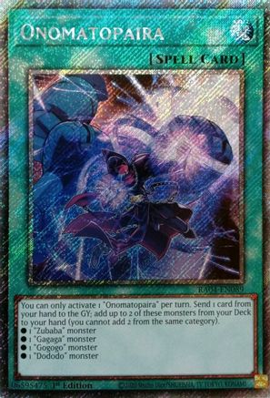 Onomatopaira (Platinum Secret Rare) (RA04-EN089) - Quarter Century Stampede 1st Edition Quarter Century Stampede Yugioh Single  Squirtle Squad Card Shop.