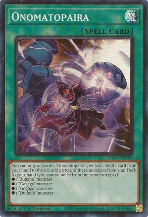 Onomatopaira (RA04-EN089) - Quarter Century Stampede 1st Edition Quarter Century Stampede Yugioh Single  Squirtle Squad Card Shop.