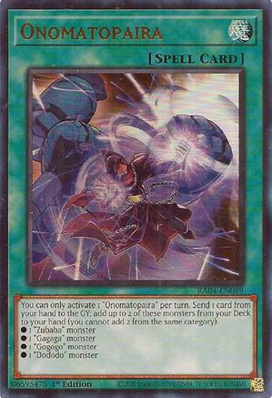 Onomatopaira (UR) (RA04-EN089) - Quarter Century Stampede 1st Edition Quarter Century Stampede Yugioh Single  Squirtle Squad Card Shop.