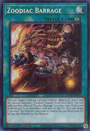 Zoodiac Barrage (Secret Rare) (RA04-EN091) - Quarter Century Stampede 1st Edition Quarter Century Stampede Yugioh Single  Squirtle Squad Card Shop.
