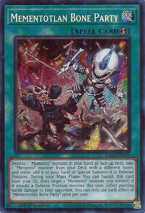 Mementotlan Bone Party (Secret Rare) (RA04-EN099) - Quarter Century Stampede 1st Edition Quarter Century Stampede Yugioh Single  Squirtle Squad Card Shop.