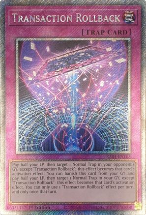 Transaction Rollback (Platinum Secret Rare) (RA04-EN105) - Quarter Century Stampede 1st Edition Quarter Century Stampede Yugioh Single  Squirtle Squad Card Shop.