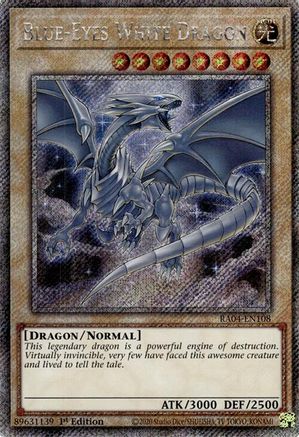 Blue-Eyes White Dragon (8th Art) (Platinum Secret Rare) (RA04-EN108) - Quarter Century Stampede 1st Edition Quarter Century Stampede Yugioh Single  Squirtle Squad Card Shop.