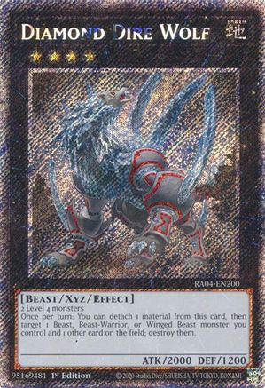 Diamond Dire Wolf (Platinum Secret Rare) (RA04-EN200) - Quarter Century Stampede 1st Edition Quarter Century Stampede Yugioh Single  Squirtle Squad Card Shop.