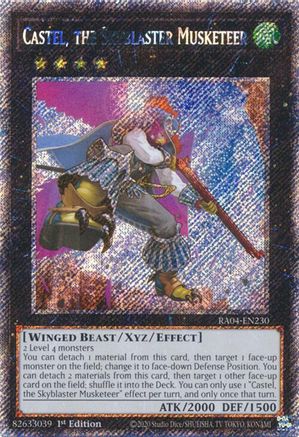 Castel, the Skyblaster Musketeer (Platinum Secret Rare) (RA04-EN230) - Quarter Century Stampede 1st Edition Quarter Century Stampede Yugioh Single  Squirtle Squad Card Shop.