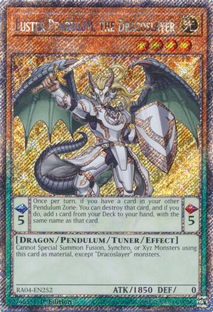 Luster Pendulum, the Dracoslayer (Platinum Secret Rare) (RA04-EN252) - Quarter Century Stampede 1st Edition Quarter Century Stampede Yugioh Single  Squirtle Squad Card Shop.