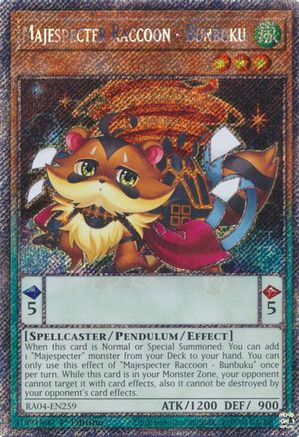 Majespecter Raccoon - Bunbuku (Platinum Secret Rare) (RA04-EN259) - Quarter Century Stampede 1st Edition Quarter Century Stampede Yugioh Single  Squirtle Squad Card Shop.