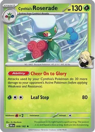 Cynthia's Roserade 008  - Reverse Holofoil SV10 Destined Rivals - Rare