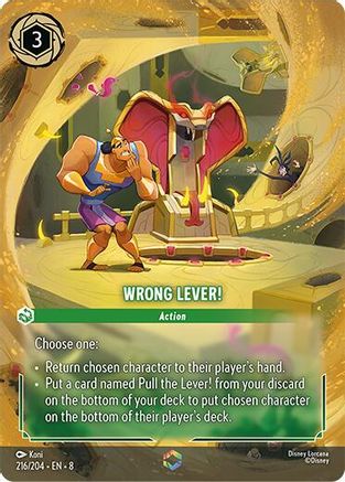 Wrong Lever! (Enchanted) (216/204) - Reign of Jafar Holofoil Reign of Jafar Lorcana Single  Squirtle Squad Card Shop.