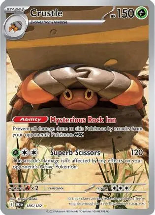 Crustle 186/182  - Holofoil SV10 Destined Rivals - Illustration Rare SV10: Destined Rivals Pokemon Single  Squirtle Squad Card Shop.