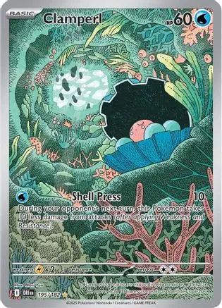 Clamperl 195/182  - Holofoil SV10 Destined Rivals - Illustration Rare SV10: Destined Rivals Pokemon Single  Squirtle Squad Card Shop.