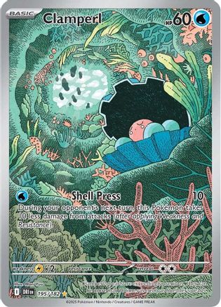 Clamperl 195/182  - Holofoil SV10 Destined Rivals - Illustration Rare SV10: Destined Rivals Pokemon Single  Squirtle Squad Card Shop.