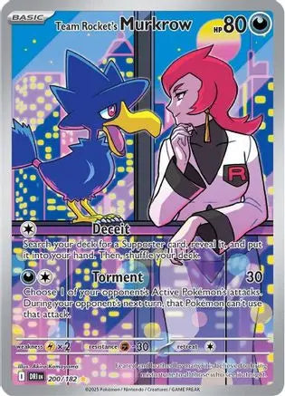 Team Rocket's Murkrow 200/182  - Holofoil SV10 Destined Rivals - Illustration Rare SV10: Destined Rivals Pokemon Single  Squirtle Squad Card Shop.