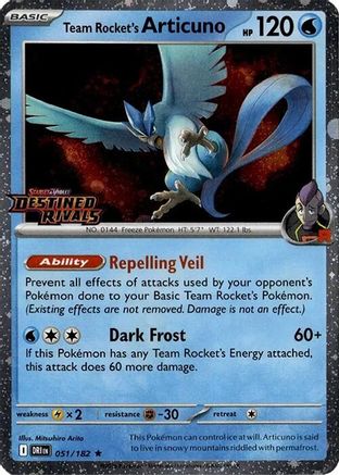 Team Rocket's Articuno (Cosmos Holo)  051/182  - Holofoil Miscellaneous Cards & Products - Rare Miscellaneous Cards & Products Pokemon Single  Squirtle Squad Card Shop.