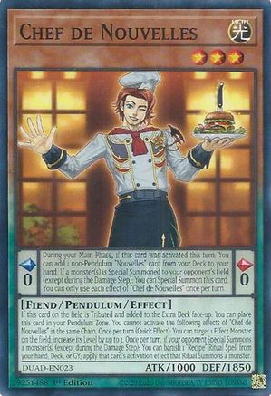 Chef de Nouvelles (DUAD-EN023) - Duelist's Advance 1st Edition Duelist's Advance Yugioh Single  Squirtle Squad Card Shop.