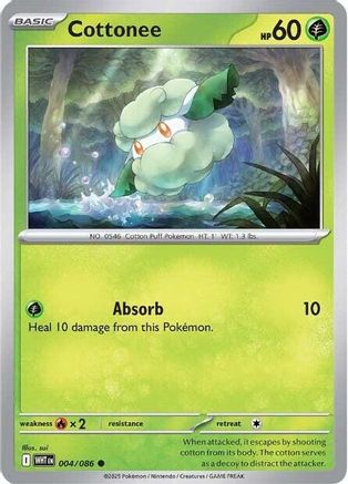 Cottonee 004  - Reverse Holofoil SV White Flare - Common SV: White Flare Pokemon Single  Squirtle Squad Card Shop.