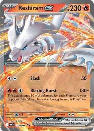 Reshiram ex 020  - Holofoil SV White Flare - Double Rare SV: White Flare Pokemon Single  Squirtle Squad Card Shop.
