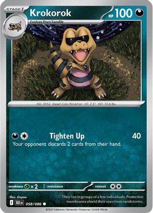 Krokorok 058  - Reverse Holofoil SV Black Bolt - Common SV: Black Bolt Pokemon Single  Squirtle Squad Card Shop.