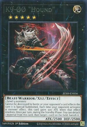 K9-00 "Hound" (JUSH-EN036) - Justice Hunters 1st Edition Justice Hunters Yugioh Single  Squirtle Squad Card Shop.