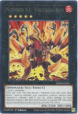 Number 61: Volcasaurus (JUSH-EN043) - Justice Hunters 1st Edition Justice Hunters Yugioh Single  Squirtle Squad Card Shop.