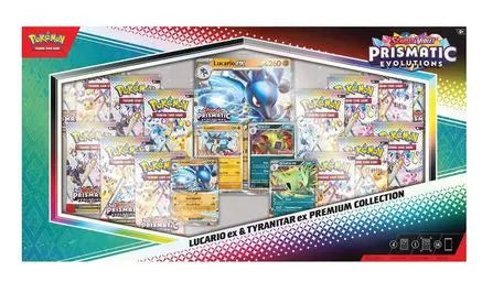 Prismatic Evolutions Lucario ex & Tyranitar ex Premium Collection (Sam's Club) Miscellaneous Cards & Products Pokemon Sealed  Squirtle Squad Card Shop.