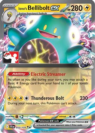 Iono's Bellibolt ex 053/159  - Holofoil Prize Pack Series Cards - Double Rare Prize Pack Series Cards Pokemon Single  Squirtle Squad Card Shop.