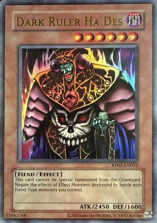 Dark Ruler Ha Des (RP02-EN052) - Retro Pack 2 (2020 Date Reprint) Unlimited Retro Pack 2 (2020 Date Reprint) Yugioh Single  Squirtle Squad Card Shop.