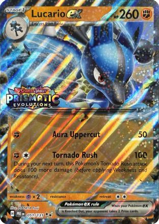 Lucario ex (Prismatic Evolutions Stamp) 051  - Holofoil Miscellaneous Cards & Products - Double Rare Miscellaneous Cards & Products Pokemon Single  Squirtle Squad Card Shop.