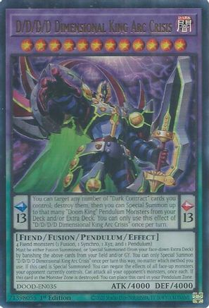 D/D/D/D Dimensional King Arc Crisis (DOOD-EN035) - Doom of Dimensions 1st Edition Doom of Dimensions Yugioh Single  Squirtle Squad Card Shop.
