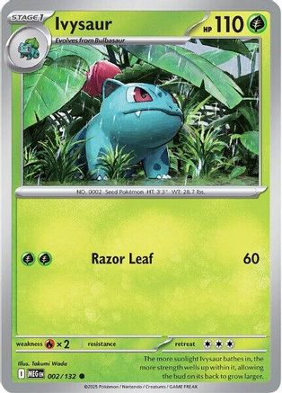 Ivysaur 002/132  - Reverse Holofoil ME01 Mega Evolution - Common ME01: Mega Evolution Pokemon Single  Squirtle Squad Card Shop.