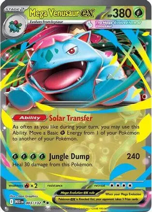 Mega Venusaur ex 003/132  - Holofoil ME01 Mega Evolution - Double Rare ME01: Mega Evolution Pokemon Single  Squirtle Squad Card Shop.