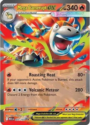 Mega Camerupt ex 022/132  - Holofoil ME01 Mega Evolution - Double Rare ME01: Mega Evolution Pokemon Single  Squirtle Squad Card Shop.
