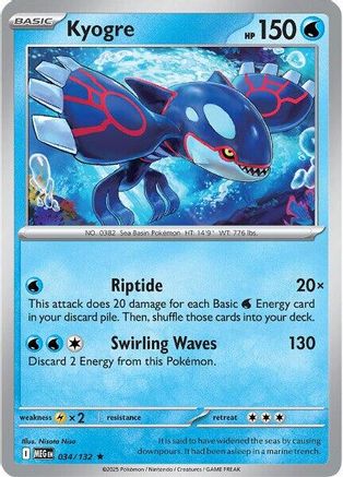 Kyogre 034  - Reverse Holofoil ME01 Mega Evolution - Rare ME01: Mega Evolution Pokemon Single  Squirtle Squad Card Shop.