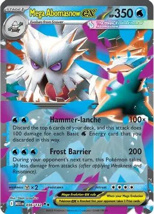 Mega Abomasnow ex 036/132  - Holofoil ME01 Mega Evolution - Double Rare ME01: Mega Evolution Pokemon Single  Squirtle Squad Card Shop.