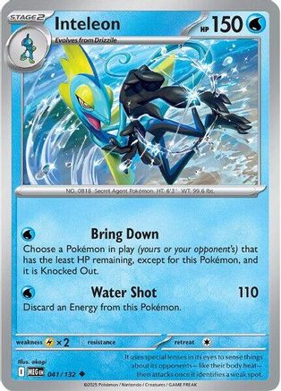 Inteleon 041/132  - Reverse Holofoil ME01 Mega Evolution - Uncommon ME01: Mega Evolution Pokemon Single  Squirtle Squad Card Shop.